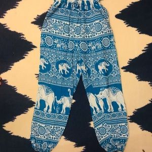 Blue Nepalese elephant harem pants size S